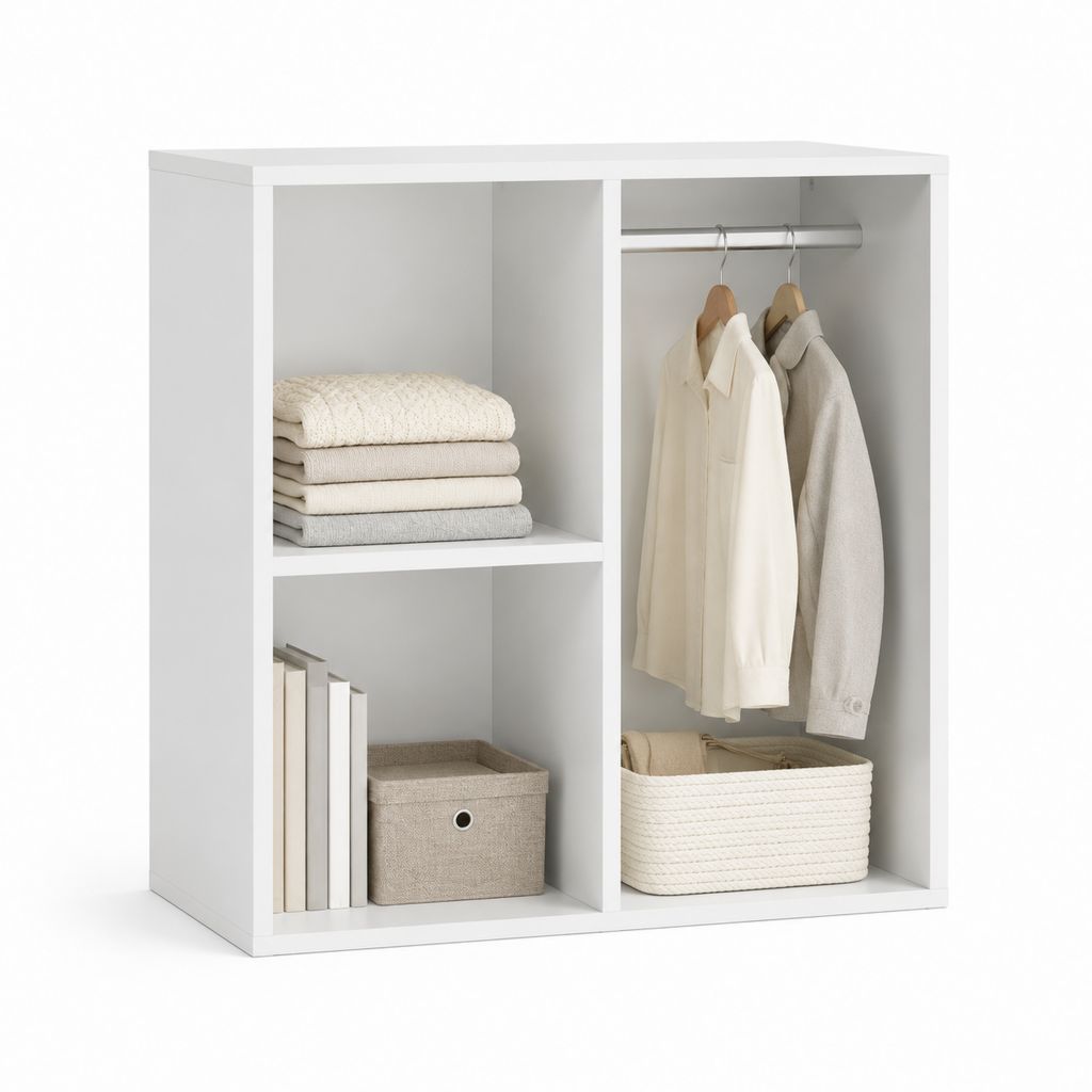 Offener Kleiderschrank Weiß melaminbeschichtete Spanplatte rechteckig 80 x 40 x 100 cm
