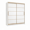 Schwebetürenschrank Weiß Eiche-Optik Spanplatte rechteckig 180 x 60 x 200 cm