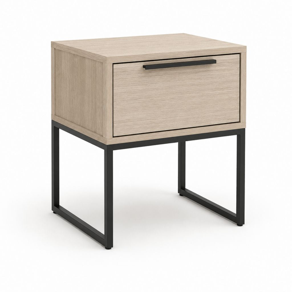 Nachttisch mit Schublade aus melaminharzbeschichteter Spanplatte und Stahl rechteckig 40 x 40 x 55 cm