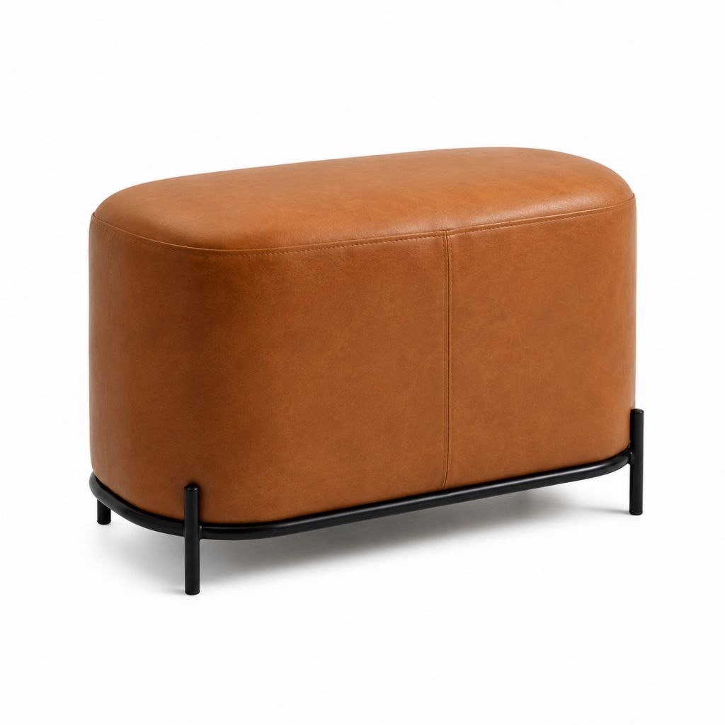 Schlafzimmerbank Sitzbank Cognac PU-Kunstleder mit Stahlgestell abgerundet 100 x 45 x 45 cm
