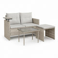 Gartenlounge Set 3-teilig Beige Hellgrau PE-Rattan Stahl Rechteckig mit 2-Sitzer Sofa 124 x 65 x 71 cm