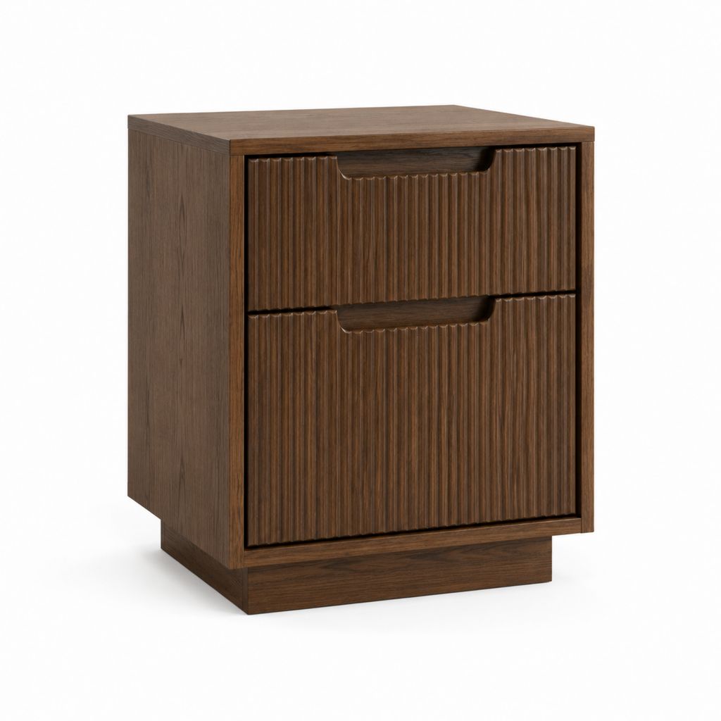 Nachttisch mit 2 Schubladen Nussbaumdekor Spanplatte rechteckig 45 x 40 x 55 cm