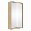 Schwebetürenschrank Eichefarben Spanplatte mit Spiegelglas rechteckig 120 x 200 x 60 cm