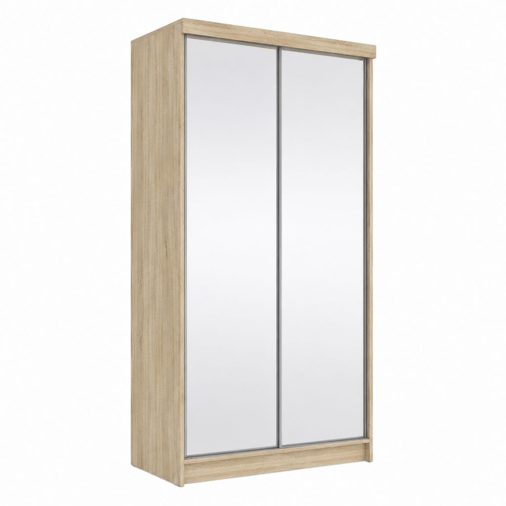 Schwebetürenschrank Eichefarben Spanplatte mit Spiegelglas rechteckig 120 x 200 x 60 cm
