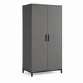 Kleiderschrank mit 2 Türen Grau Polyestergewebe Stahlgestell rechteckig 80 x 45 x 180 cm