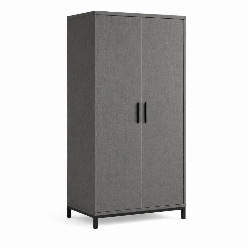 Kleiderschrank mit 2 Türen Grau Polyestergewebe Stahlgestell rechteckig 80 x 45 x 180 cm