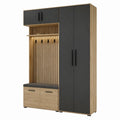 Kleiderschrank mit Sitzbank und Kleiderhaken Eiche-Dekor Anthrazit Spanplatte rechteckig 140 x 40 x 200 cm