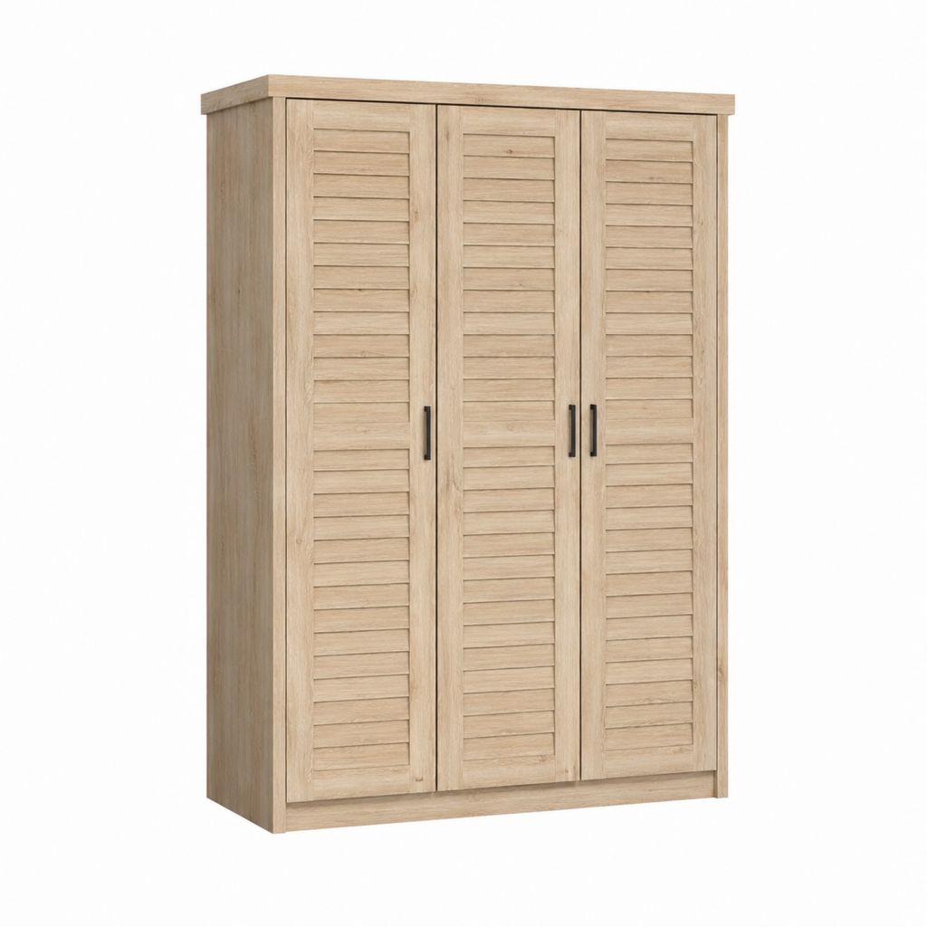 Drehtürenschrank 3 Türen Eiche hell Spanplatte rechteckig 120 x 52 x 180 cm