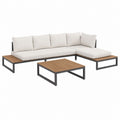3-teiliges Gartenlounge-Set mit Ecksofa und Couchtisch Beige Aluminium Akazienholz 250 x 160 x 65 cm