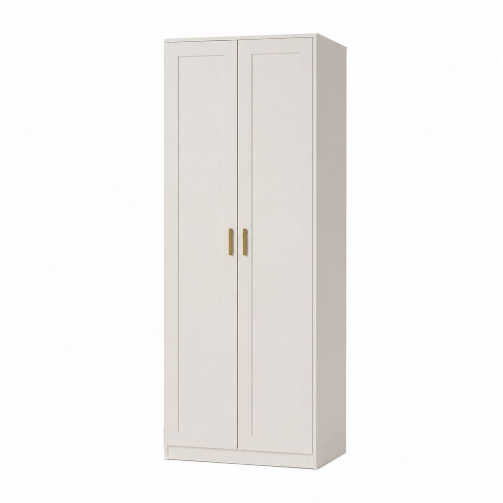Kleiderschrank 2 Türen Weiß MDF rechteckig 80 x 180 x 52 cm