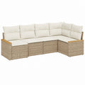 Gartensofa Ecksofa 5-teilig Beige PE-Rattan Akazienholz 250 x 190 x 75 cm