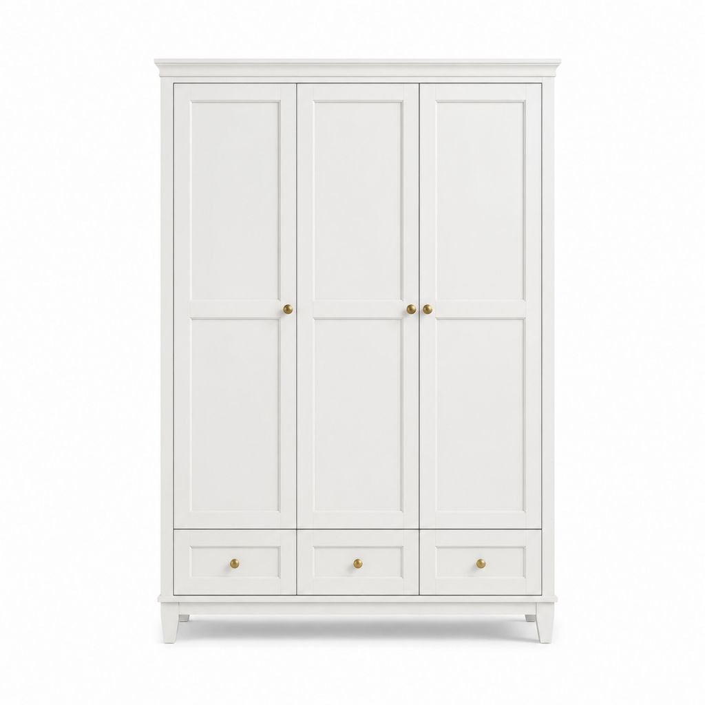 3-türiger Kleiderschrank Weiß MDF Rechteckig 150 x 200 x 60 cm
